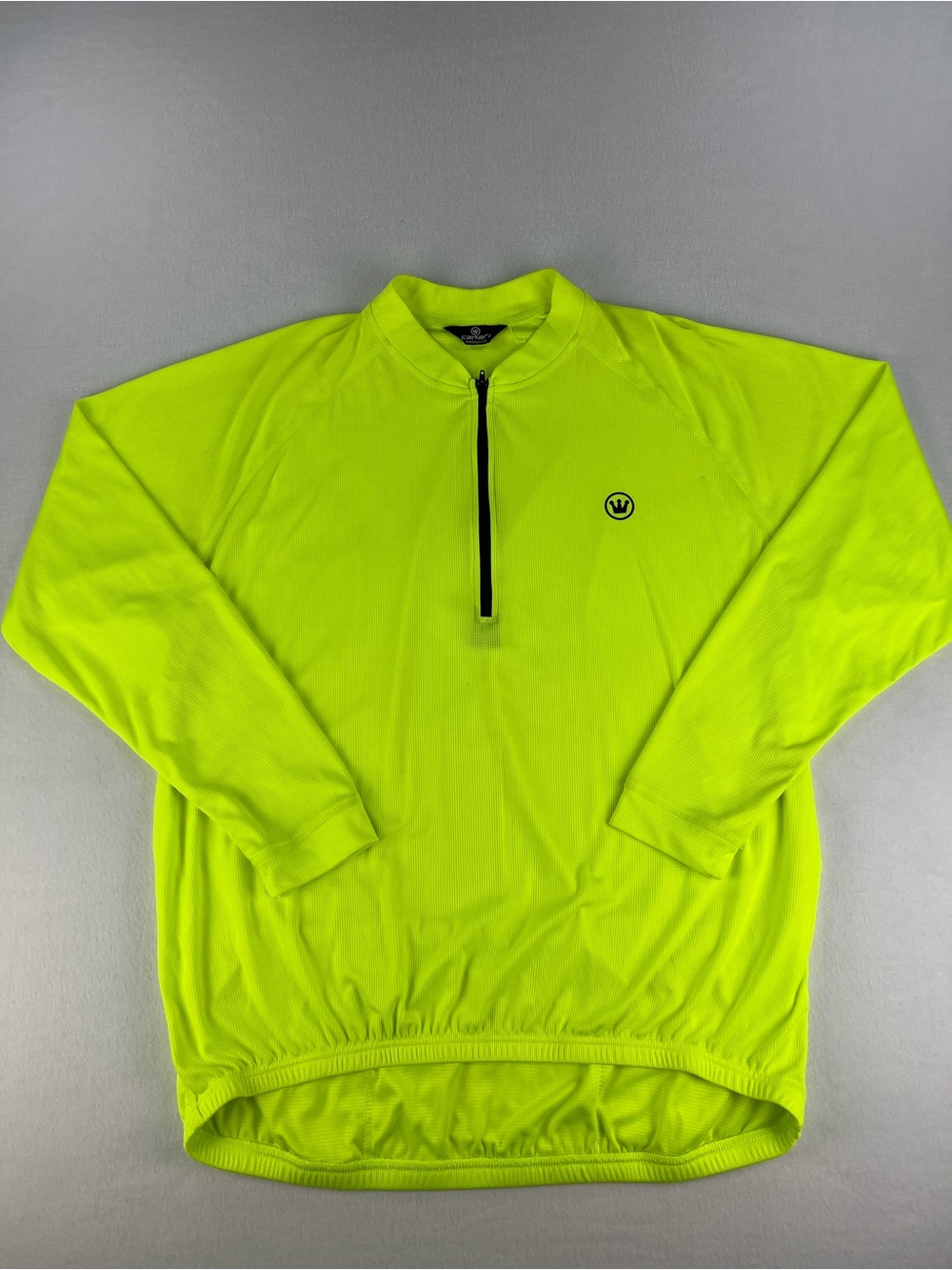 Canari Mens Long Sleeve Cycling Jersey Drop Tail Killer Yellow 1/4 Zip Size XL